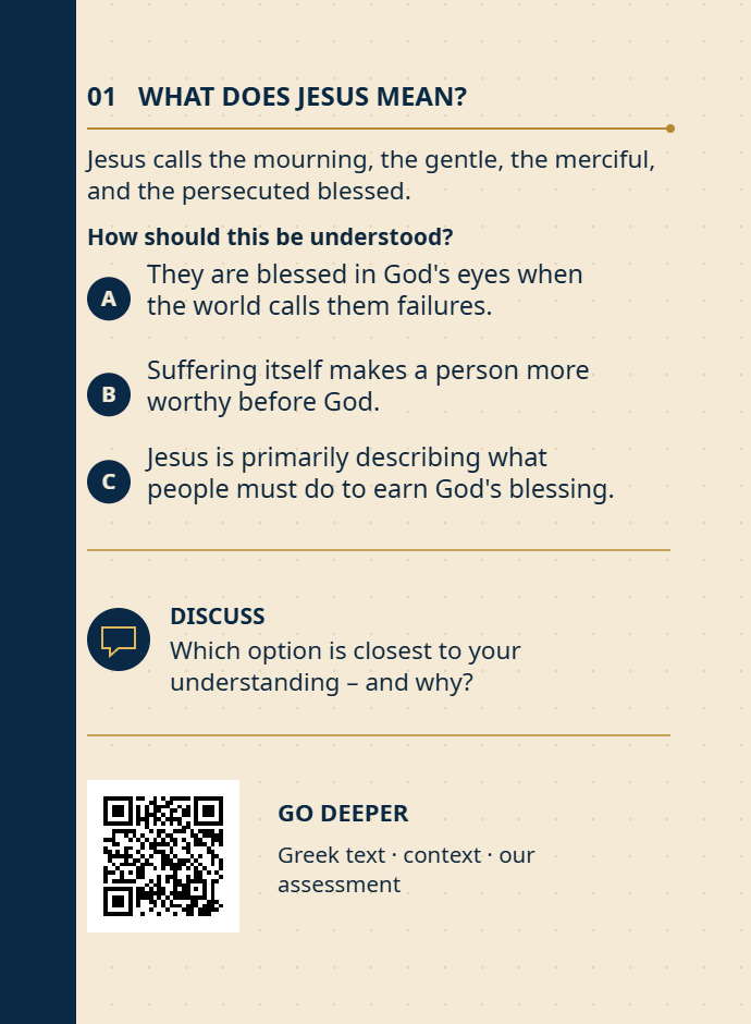 Back of Volume 1, Card 01, The Beatitudes