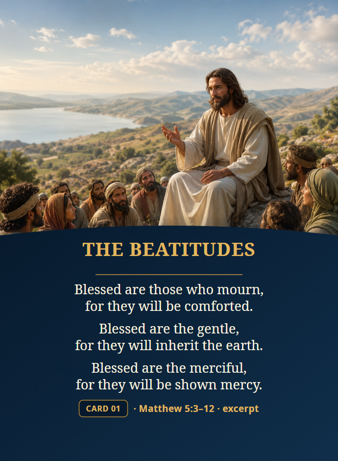Front of Volume 1, Card 01, The Beatitudes