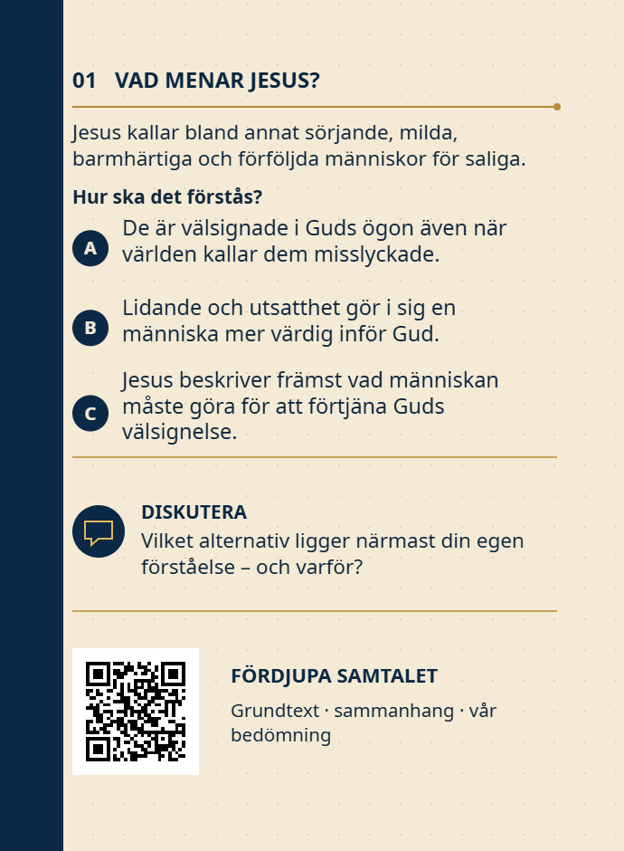 Baksidan av Volume 1, kort 01, Saligprisningarna