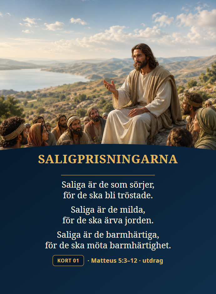 Framsidan av Volume 1, kort 01, Saligprisningarna